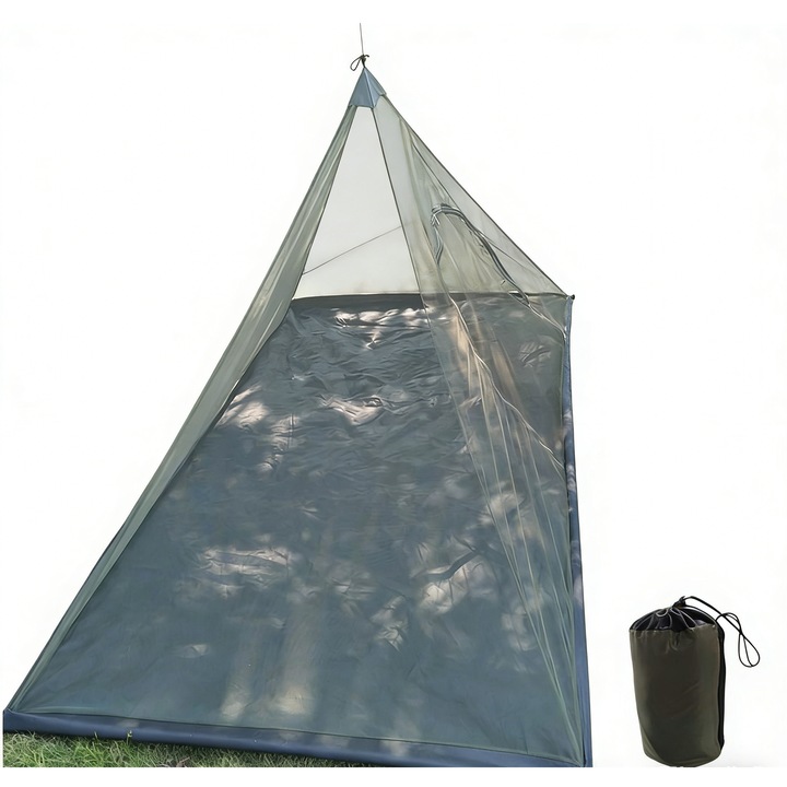 Plasa de tantari pentru camping, verde, dimensiune unica, design compact, usor de instalat