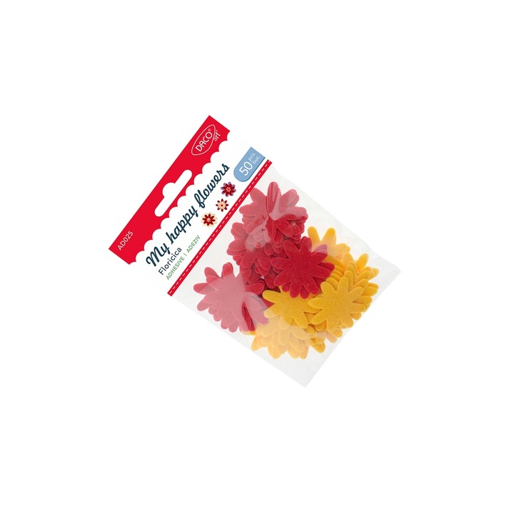 Set Floricele din Fetru Autoadeziv Daco, 50 buc, multicolor, 4cm