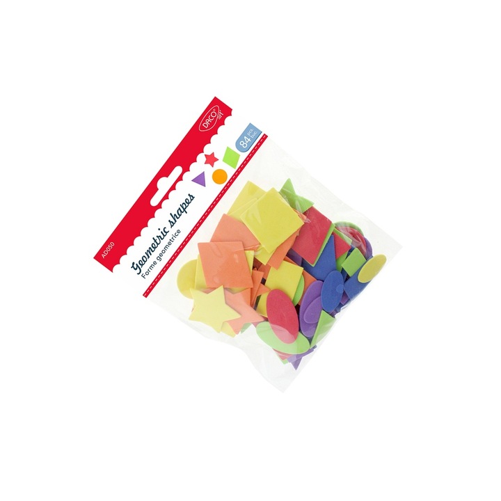 Set Craft Forme Geometrice din Spuma, 84 Bucati, Multicolor, 3 ani