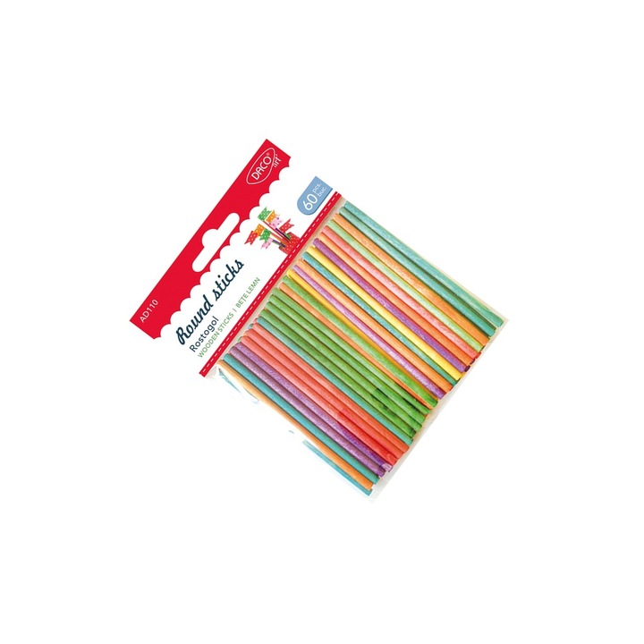 Set Betisoare din Lemn Colorate Daco 60 buc, 10cm, pentru Crafturi Creative
