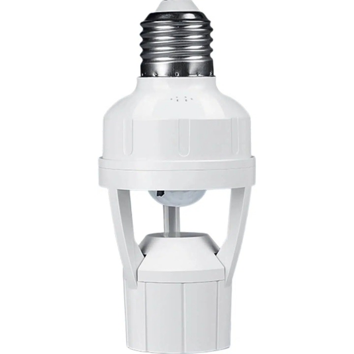 Mozgásérzékelős foglalat adapter, BOMSTOM, E27, fehér, 12.2x5.6cm