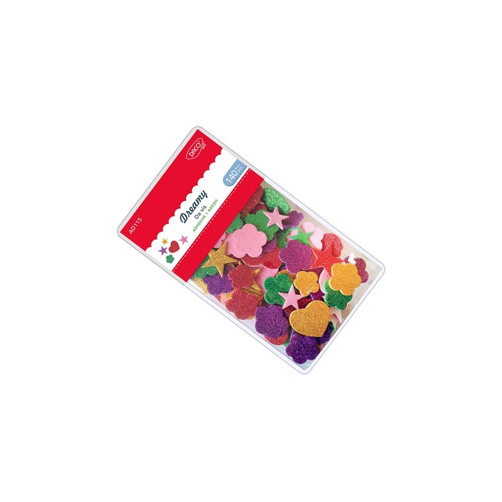 Set Accesorii Craft Daco De Vis, 140 Forme Spuma Autoadeziva, Multicolor, 3 ani