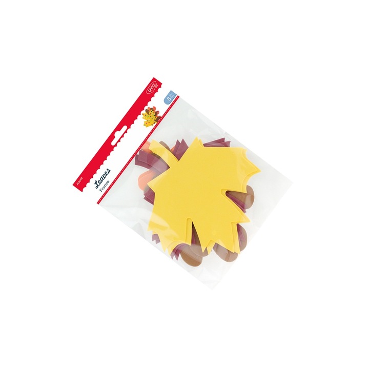 Set creativ DACOart, Frunze de toamnă din spumă, 8 accesorii, dimensiuni 19.8x20.3cm și 12.8x20.3cm