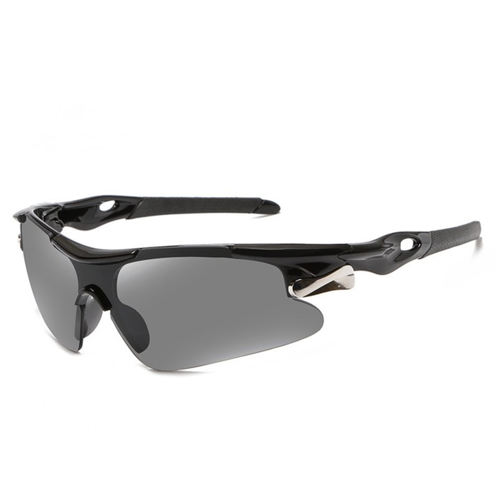 Ochelari de soare polarizati, KATITFENXK®, ciclism si alte sporturi, Protectie UV400, Ventilate anti-ceata, Unisex, condus, drumetie, Negru