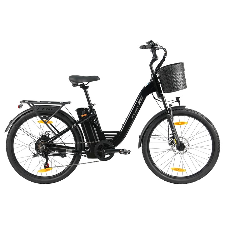 Bicicleta electrica TTGO C2 PRO 250W 80-120km 26", culoare neagra, teren urban/teren accidentat