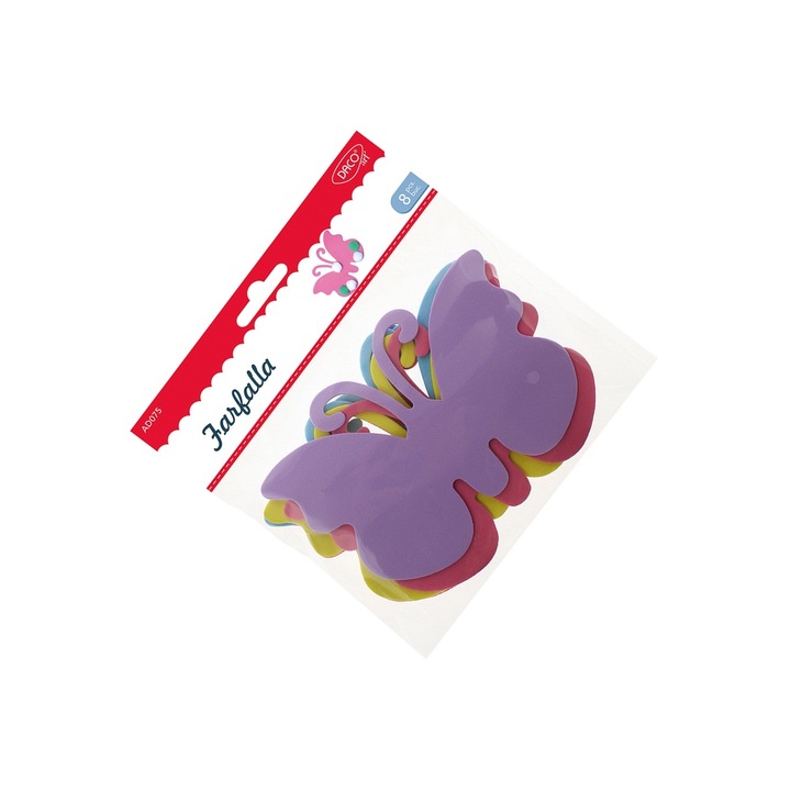 Set Accesorii Craft Fluturi din Spuma, Multicolor, 8 forme, 15x10.6x2cm