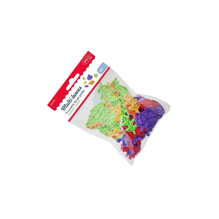 Set Accesorii Craft Frunze de Toamna, DACOart, 80 frunze din spuma autoadeziva, multicolor