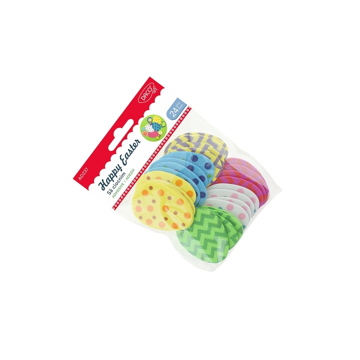 Set Accesorii Craft Daco, Oua Decorative din Spuma Autoadeziva, 24 piese, nuante pastelate