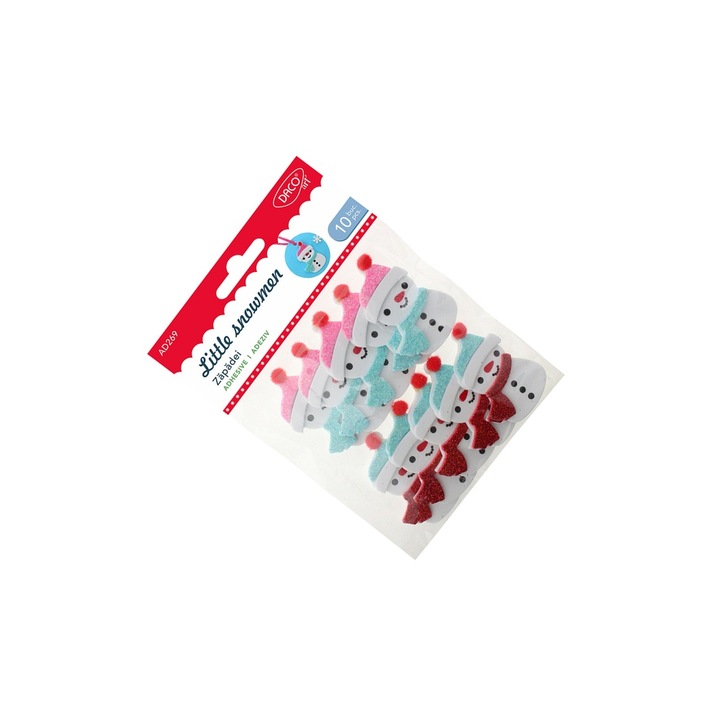 Set Accesorii Craft Zapadei, 10 Oameni de Zapada din Spuma Autoadeziva, 5, 5x4cm, pentru Decoratiuni de Craciun