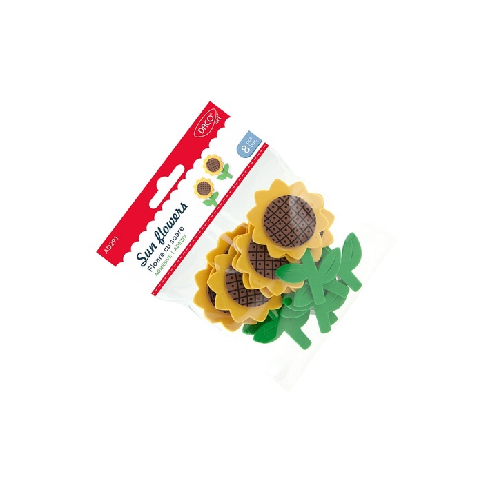 Set Accesorii Craft Daco Floare de Soare, Spuma 3D Autoadeziva, 8 piese