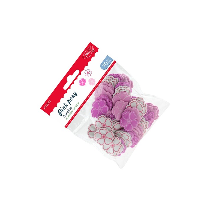 Set Accesorii Craft Garofite Spuma Autoadezive DACOart, 70 buc, 3cm x 2.6cm, 3 culori