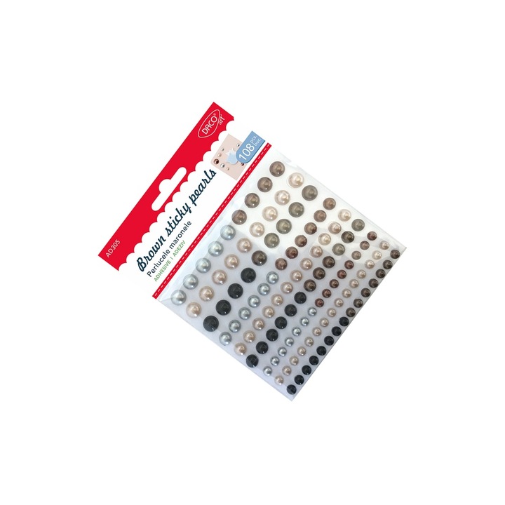 Set Accesorii Craft, DACOart, Perlute Decorative Autoadezive Maronii, 108 bucati