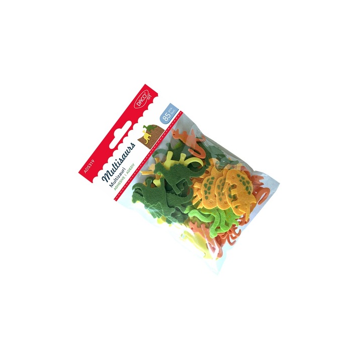 Set Accesorii Craft Autoadezive Daco Multizauri, 85 figurine, pentru copii 3+ ani, tematica dinozauri