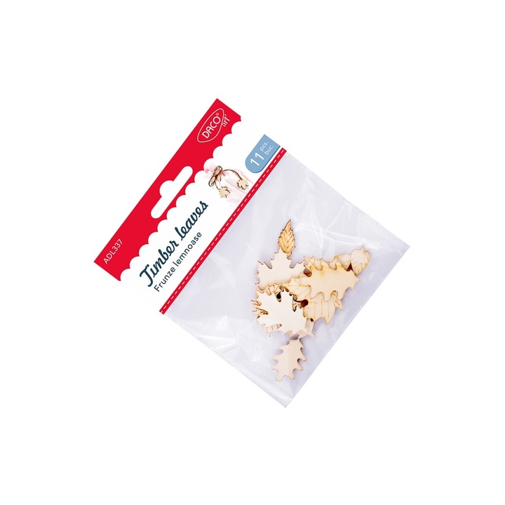 Set Accesorii Craft Daco, Frunze Lemnoase Decorative, 11 bucăți, 4x3, 5cm