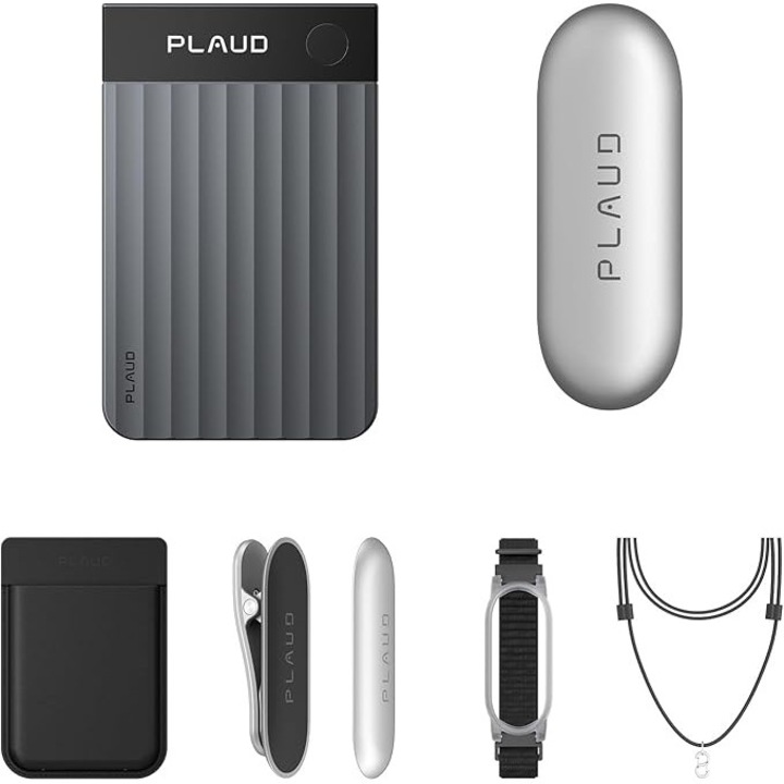 Set Recorder Audio Plaud Note Pro + NotePin, 64GB Memorie, 112 Limbi, Accesorii Includ 4 Piese, Portabil