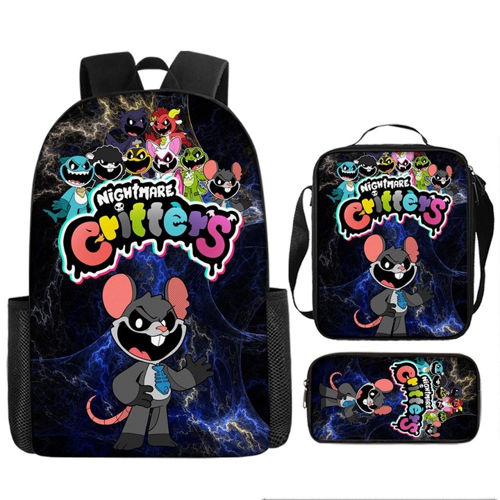 Ghiozdan Bobby's Playtime 4 pentru scoala, set trei piese, capacitate mare, stil 7