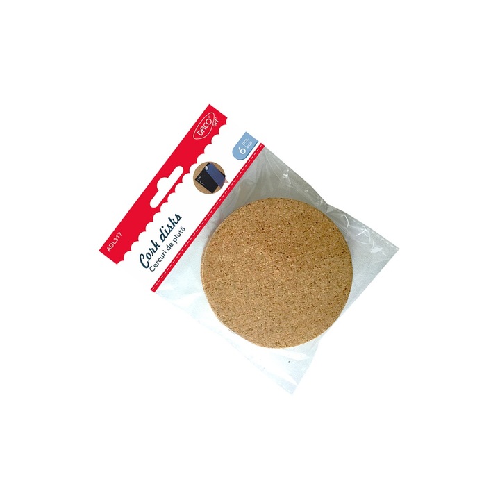 Set 6 cercuri de pluta DACO, 10cm, natural