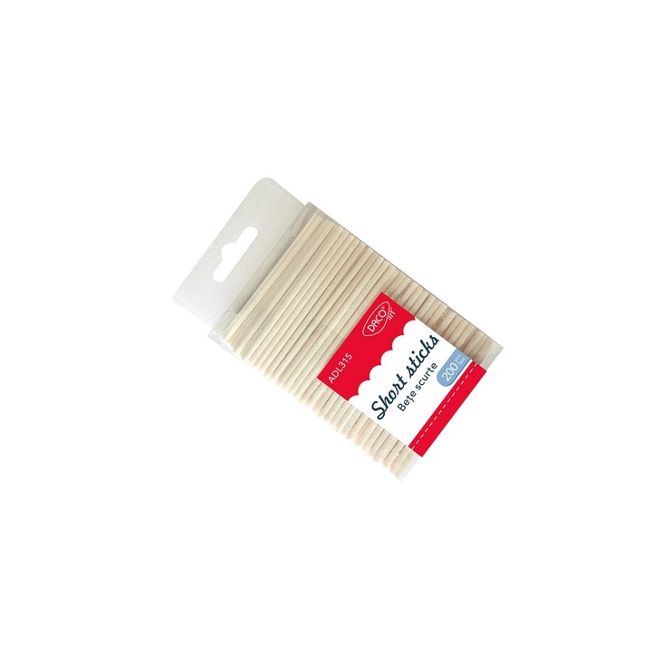 Set 200 Bete Scurte din Lemn Daco, 8cm, 3mm, Creatie Artizanală