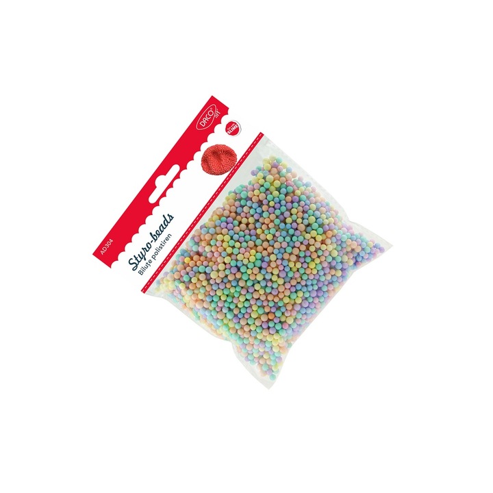 Bilute din polistiren Daco, set multicolor, diametru 2x6mm, pentru crafturi, varsta 3+ ani