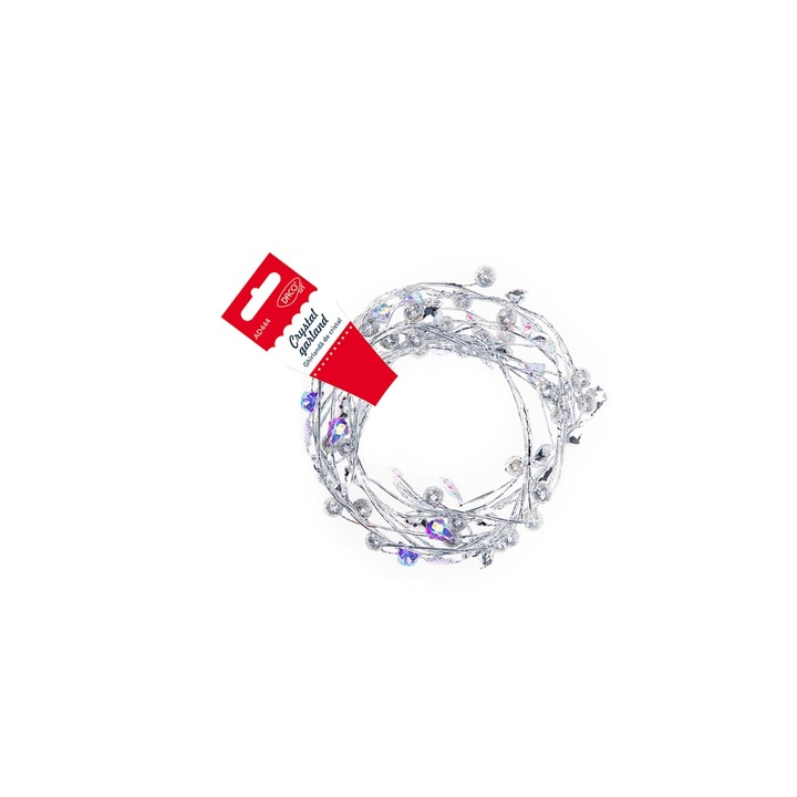Ghirlanda de cristal Daco, 1, 5m, argintie, pentru proiecte craft