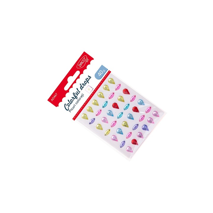 Set Accesorii Decorative Autoadezive DACOart, Picuri Colorati, 39 bucati, Multicolor
