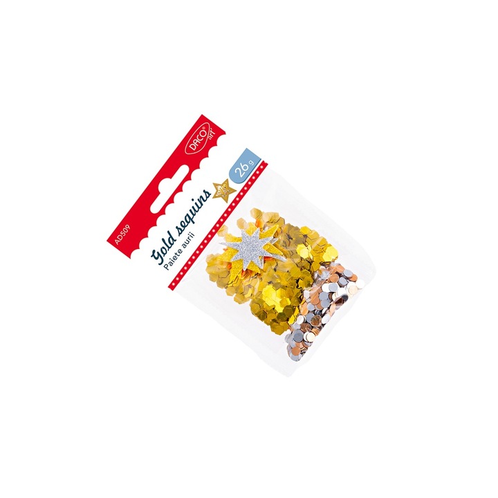 Set Accesorii Craft Daco, Paiete Aurii si Multicolore, 26g, pentru 6 ani+