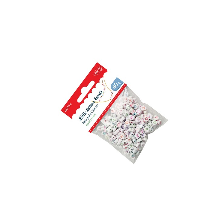 Set de Margele Literici Inimi Daco, 40g, 6mm, multicolor, pentru creatii handmade, varsta 5+