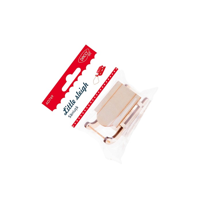 Saniță decorativă din lemn Daco, 4x7, 5cm, pentru proiecte craft Crăciun, vârstă 7+