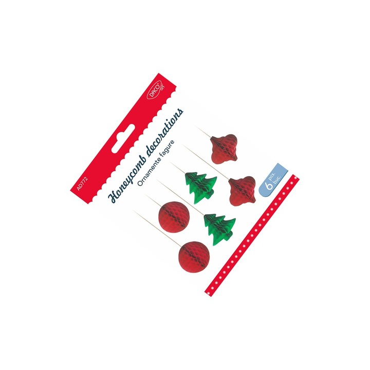 Set Ornamente Fagure Daco, 6 Bucati, Multicolor, pentru Crafturi de Craciun, Varsta 5+
