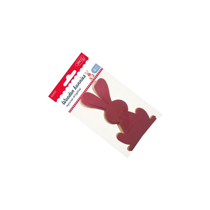 Set accesorii craft Iepurasi din lemn Daco, 4 figurine, 12, 7cm, pentru proiecte de Paste
