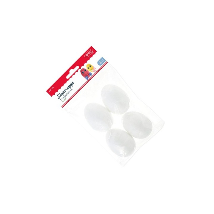 Set 4 Oua Polistiren Daco, 6.5cm, pentru Crafturi Creative, pentru Copii 3+ Ani