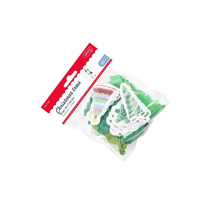 Set Accesorii Craft Brazi de Craciun Daco, 60 piese, spuma autoadeziva, pentru copii 3+ ani