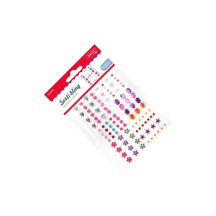 Set Accesorii Craft Bling autoadezive, Multicolor, 100 Bucati