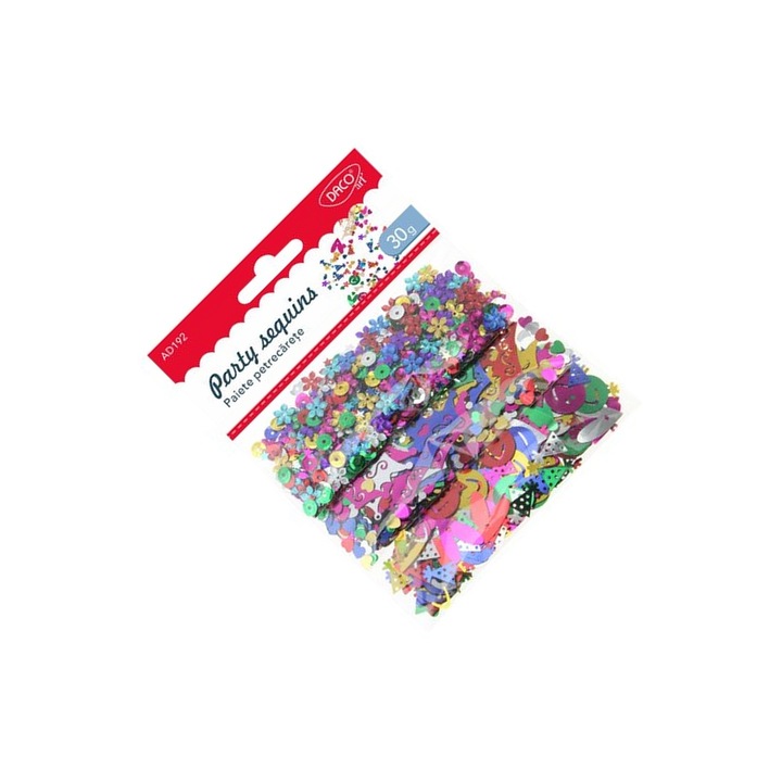 Set Accesorii Craft DACO, Paiete Petrecărețe, 30g, Varietate culori, 5+ ani