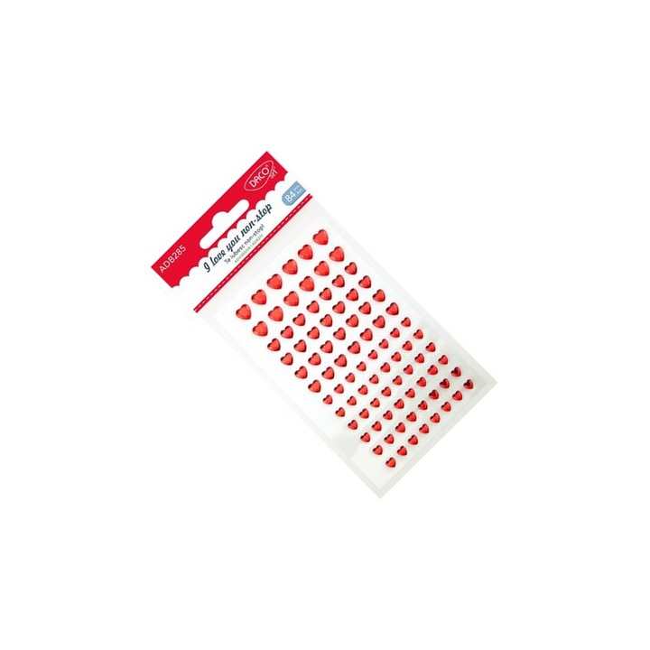Set Accesorii Craft, DACO Art, Inimi Autoadezive, 84 buc, rosu intens