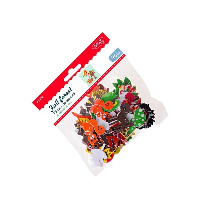 Set Accesorii Craft Daco Padure de Toamna, 96 bucati, autoadeziv, multicolor