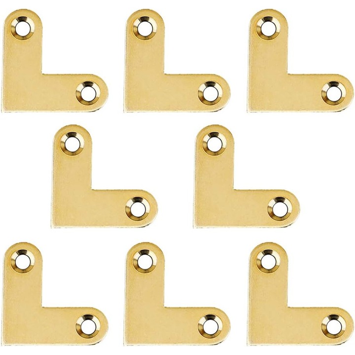 Coltare plate din alama aurie, set 8 bucati, 27x10mm