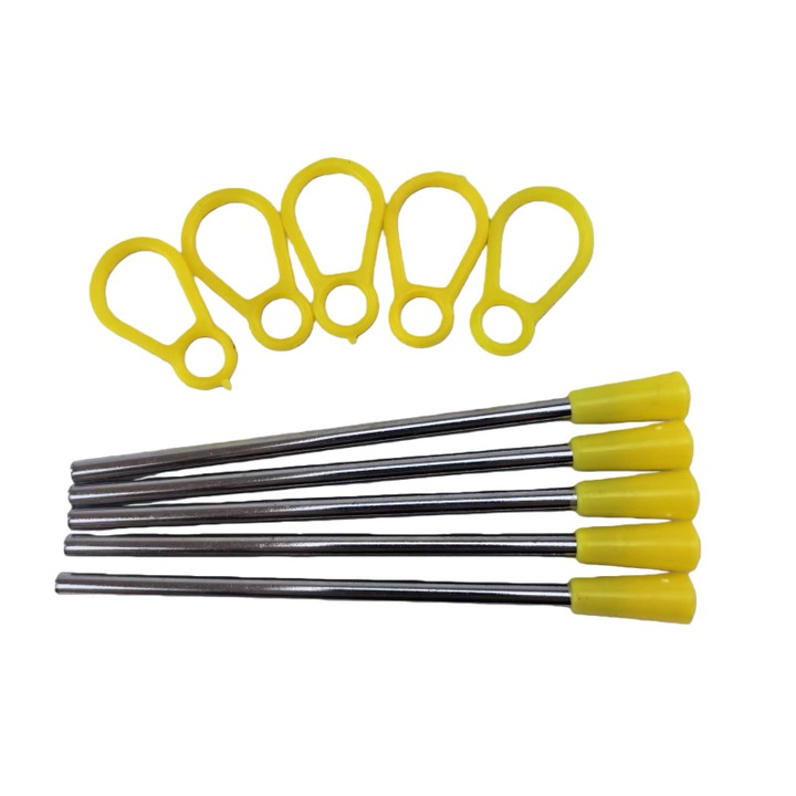 Set de ciocanele de percutie pentru copii, 10 piese (5 cercuri galbene + 5 bare de fier), instrumente muzicale de jucarie