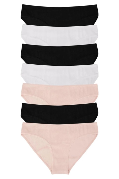 7 darabos pamut bugyi szett, PICADILI, fehér/krém/fekete, L