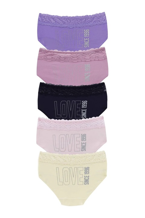 Set 5 perechi chiloti bumbac PICADILI, dantelă, multicolor, M