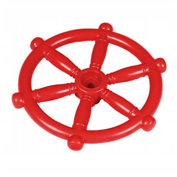 Volan rosu JUST FUN, 31 cm, rezistent la intemperii, mobil 360, set asamblare inclus