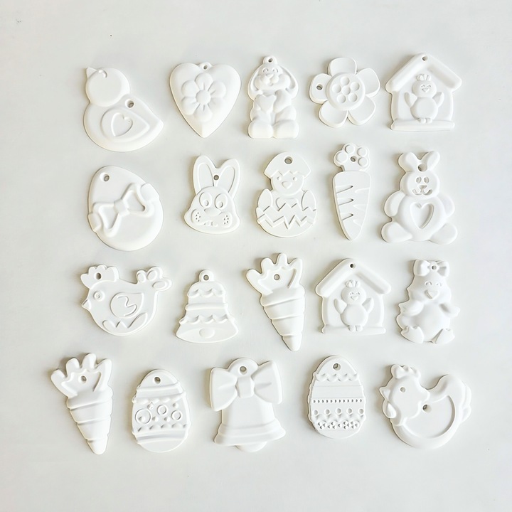 Figurine ceramice pentru pictat 20 buc - pentru copii si adulti