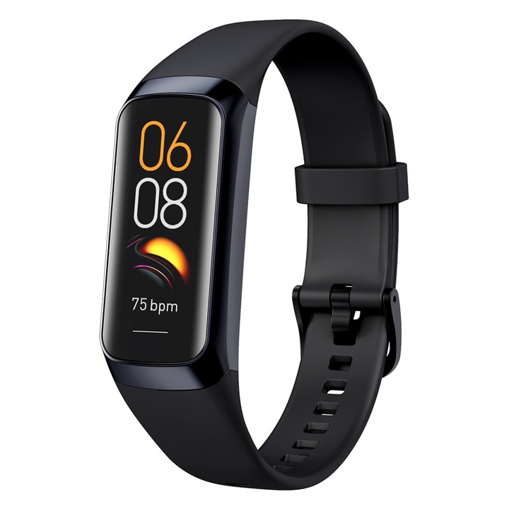 Bratara fitness ORBER, ecran AMOLED 1, 1 inci, monitorizare temperatura, negru, 8, 5x10x2, 5 cm