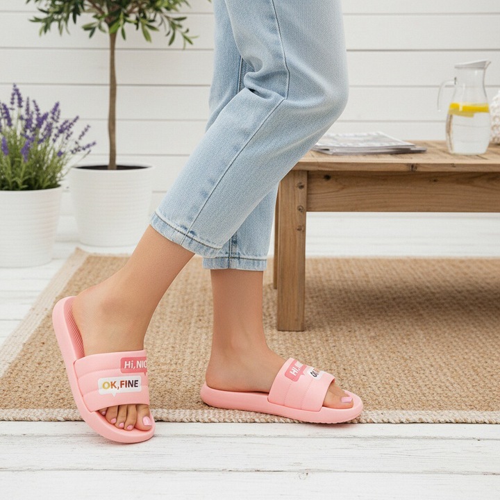 Papuci veseli H721roz 124393, Roz, 37