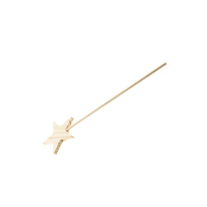 Bagheta decorativă din lemn cu stea, Daco, 3 ani, pentru crafturi creative