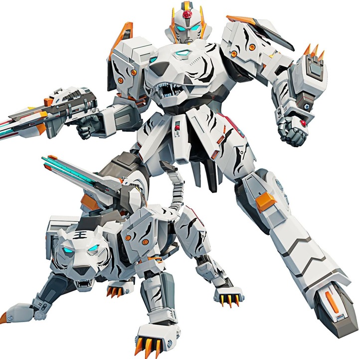Deformálható játékrobot, 10 hüvelyk, tigris, oktatókészlet, fehér