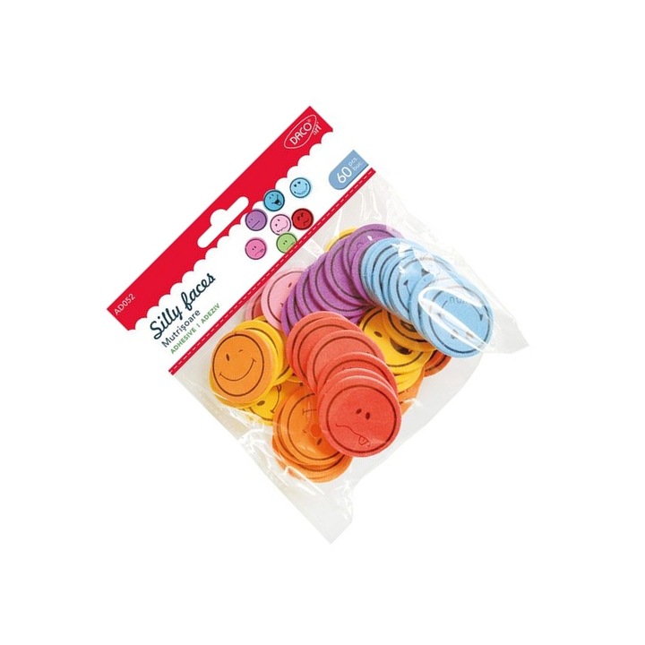 Set mutrisoare din spuma autoadeziva DACOart, 60 bucati, multicolor, 3.5 cm