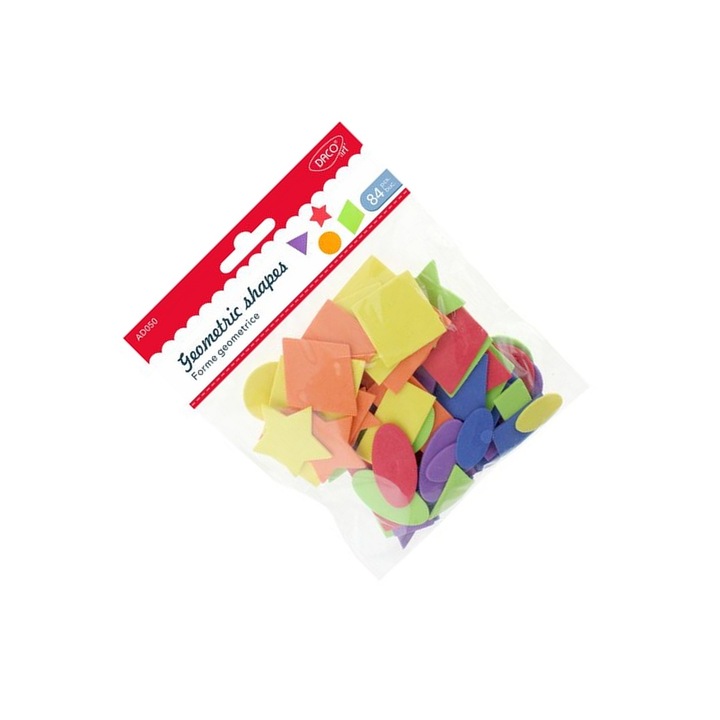 Set Craft Forme Geometrice din Spuma, 84 Bucati, Multicolor, 3 ani