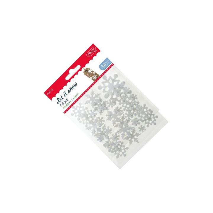 Set fulguti din spuma glitter autoadeziva Daco, 34 bucati, pentru crafturi creative, multicolor