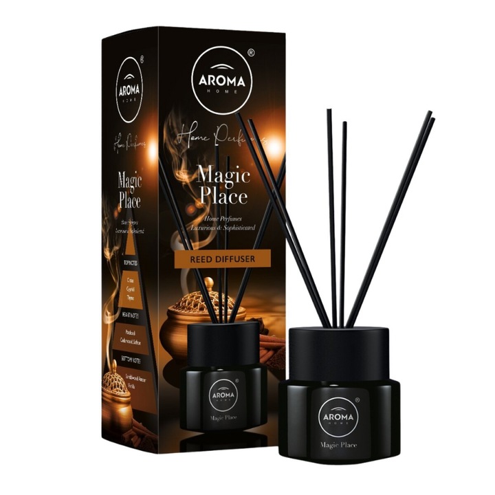 Odorizant de camera cu betisoare Aroma Home, Magic Place, gama Black, 100ml